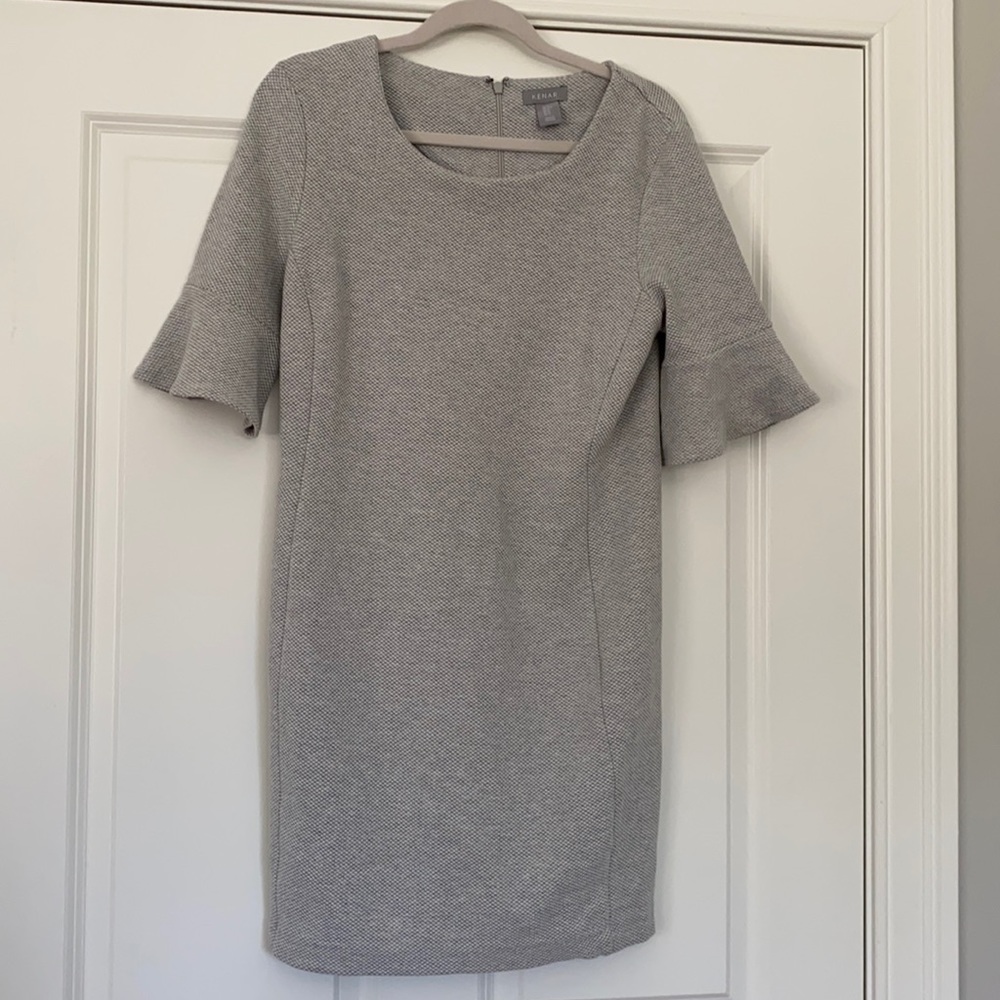 Grey bell sleeve shift dress size M